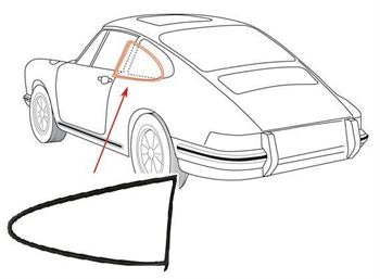 SEAL FRAME, VENT WING, LEFT, PORSCHE 911 COUPE' 1/63-7/77