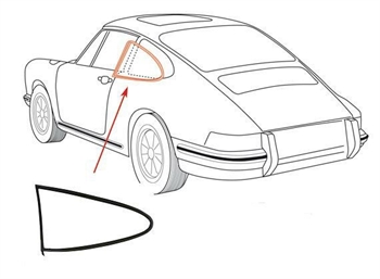 SEAL FRAME, VENT WING, RIGHT, PORSCHE 911 COUPE' 1/63-7/77